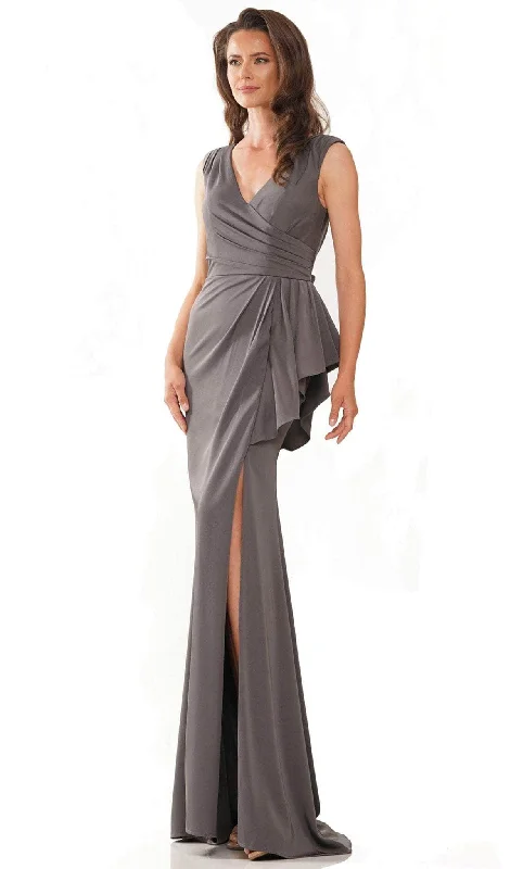 "Satin dresses for women for a luxurious appearance"Marsoni by Colors MV1227 - Ruffle Accent Evening Dress