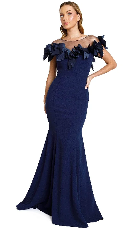 "Ruffled dresses for women for added femininity"Nicole Bakti 604L - Formal Petal-Detailed Trumpet Gown
