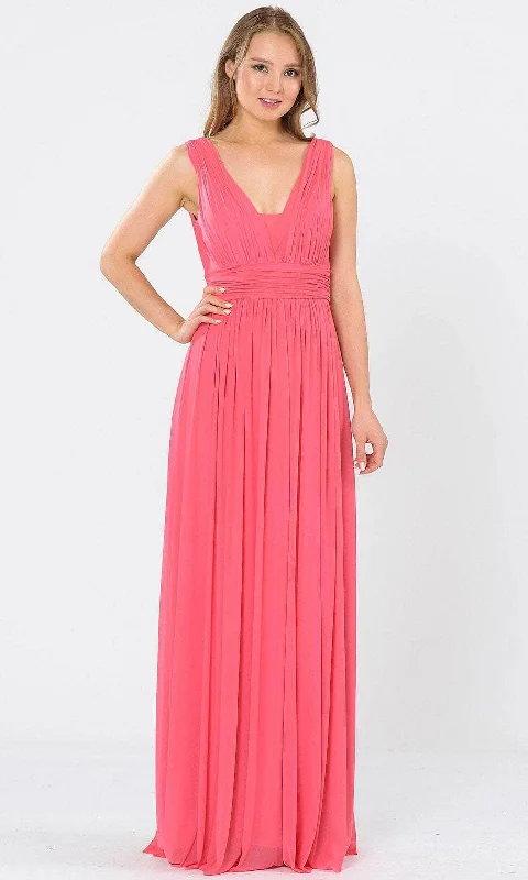 "Flash Sale: Grab Your Favorite Women's Dresses at Unbeatable Prices!"Poly USA 8408 - V-Neck And V-Back Ruched Formal Dress