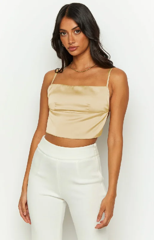 "Off - shoulder dresses for women to show off collarbones"Samantha Backless Yellow Crop Top "Off - shoulder dresses for women to show off collarbones"Samantha Backless Yellow Crop Top