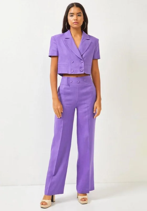 "Bohemian - style women's dresses for music festivals"Setre Cropped Jacket Two Piece Linen Suit, Purple "Bohemian - style women's dresses for music festivals"Setre Cropped Jacket Two Piece Linen Suit, Purple