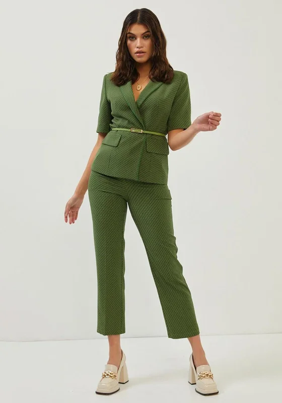 "Beaded dresses for women for a glamorous look"Setre Maze Print Two Piece Trouser Suit, Green "Beaded dresses for women for a glamorous look"Setre Maze Print Two Piece Trouser Suit, Green