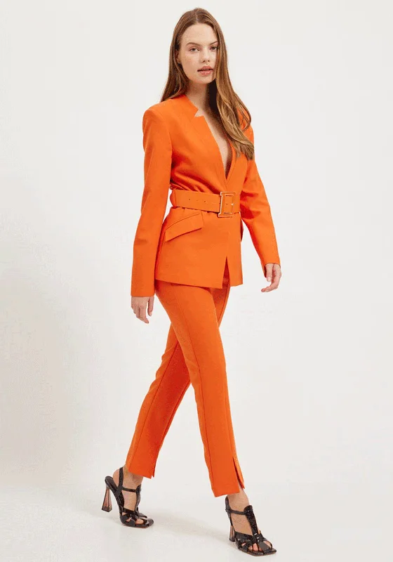 "Polka dot dresses for women with a retro vibe"Setre Belted Waist Blazer & Trouser Suit, Orange "Polka dot dresses for women with a retro vibe"Setre Belted Waist Blazer & Trouser Suit, Orange