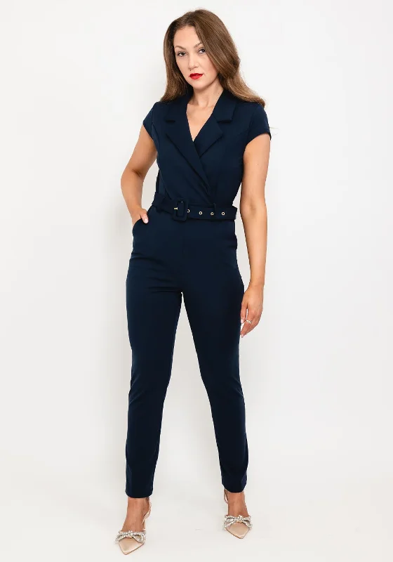 "Limited - Time Offer: Up to 50% Off on Women's Dresses!"Seventy1 Lapel Collar Jumpsuit, Navy "Limited - Time Offer: Up to 50% Off on Women's Dresses!"Seventy1 Lapel Collar Jumpsuit, Navy