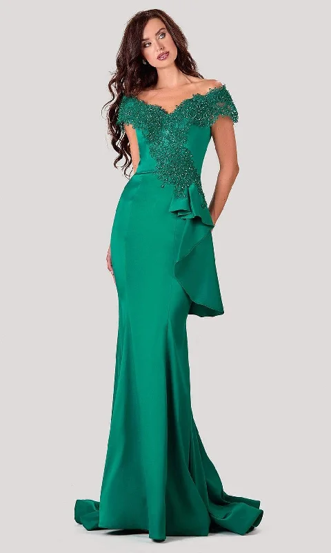 "Chiffon dresses for women with a flowy and light feel"Terani Couture - 2111M5255 Embroidered Off Shoulder Mother of the Bride Dress "Chiffon dresses for women with a flowy and light feel"Terani Couture - 2111M5255 Embroidered Off Shoulder Mother of the Bride Dress