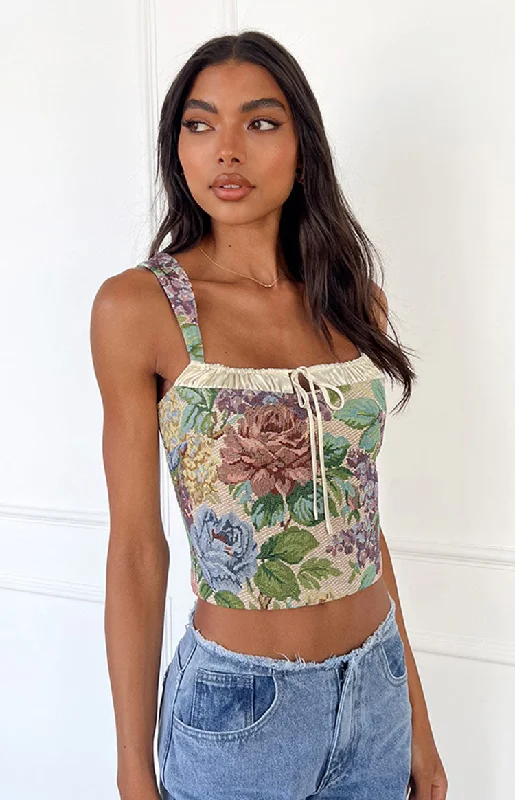 "Maxi dresses for women to wear in the fall"Till Forever Floral Tapestry Top
