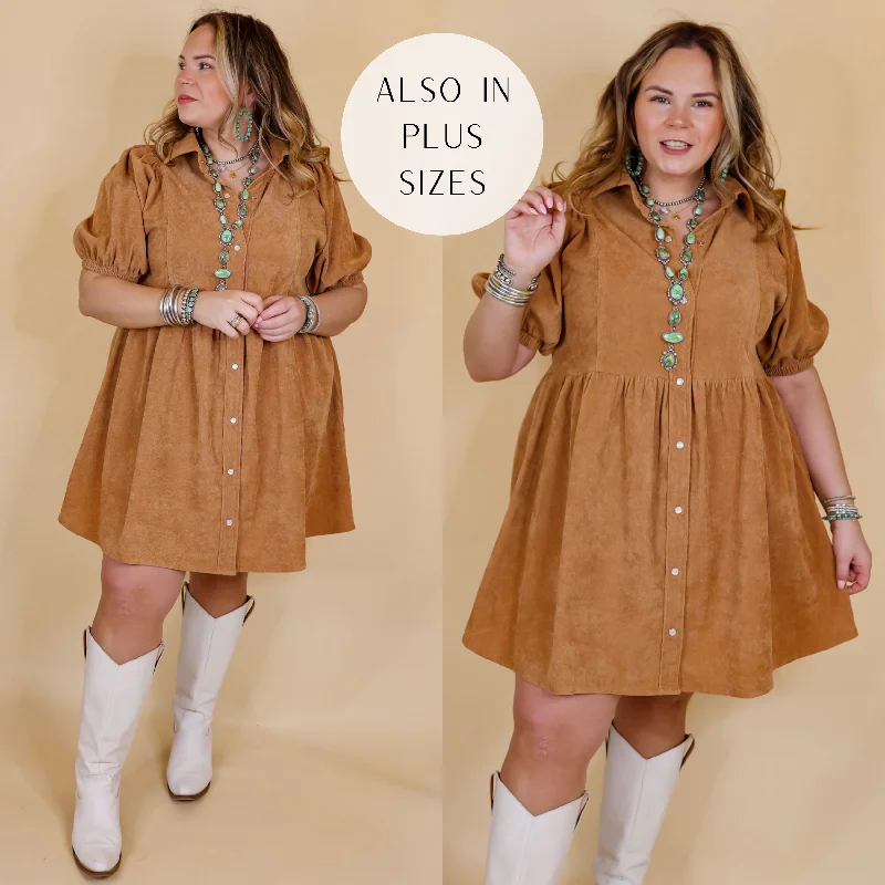 belted mini dressesAdventures Ahead Button Up Corduroy Babydoll Dress in Camel Brown belted mini dressesAdventures Ahead Button Up Corduroy Babydoll Dress in Camel Brown