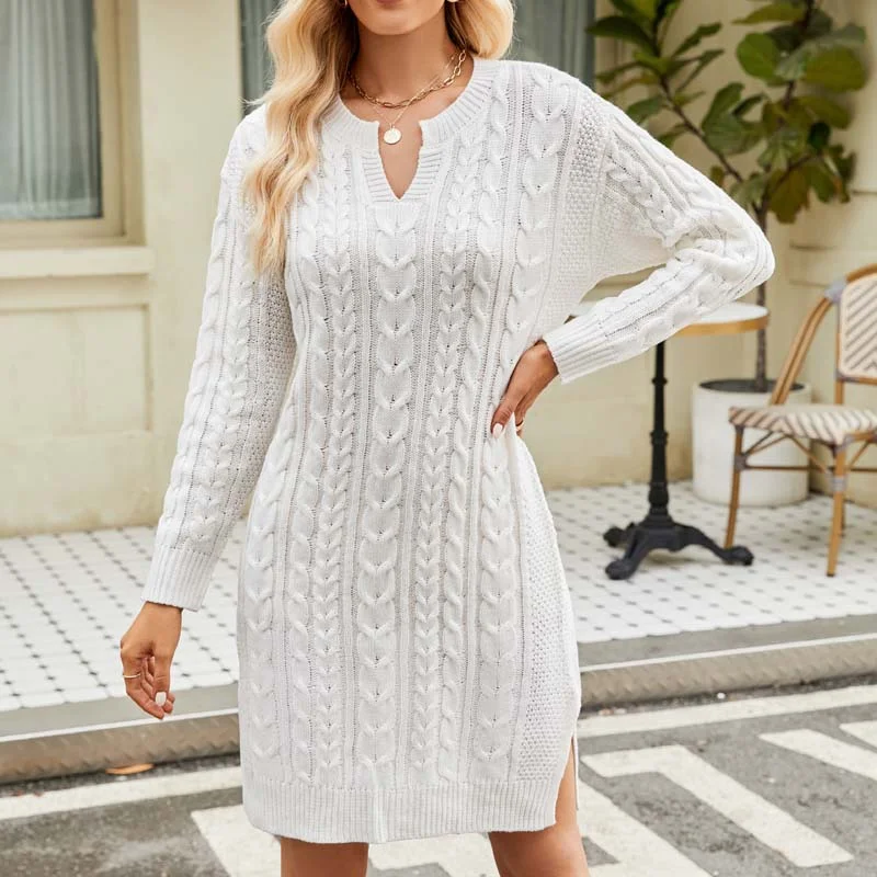 red mini dressesCasual Cable Knit Dress