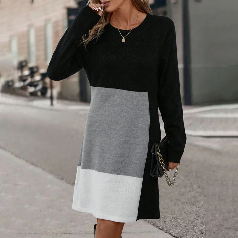 quick dry mini dressesCasual Colour Block Dress