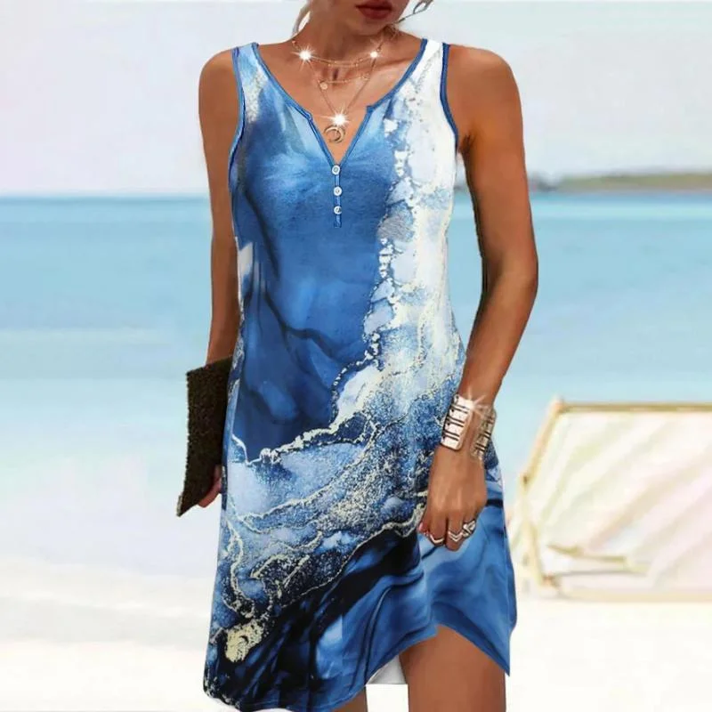 denim mini dressesCasual Gradient Beach Dress