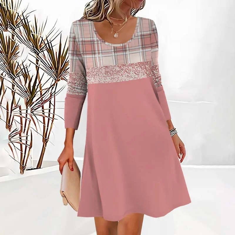 pleated mini dressesCasual Plaid Dress