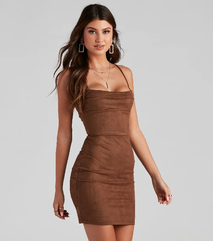 ruffled hem mini dressesChic Babe Faux Suede Mini Dress