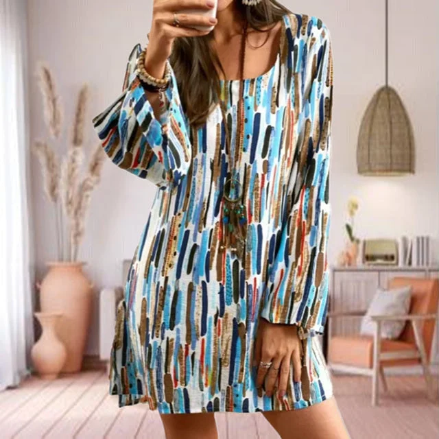 patriotic mini dressesColorful Print Casual Dress