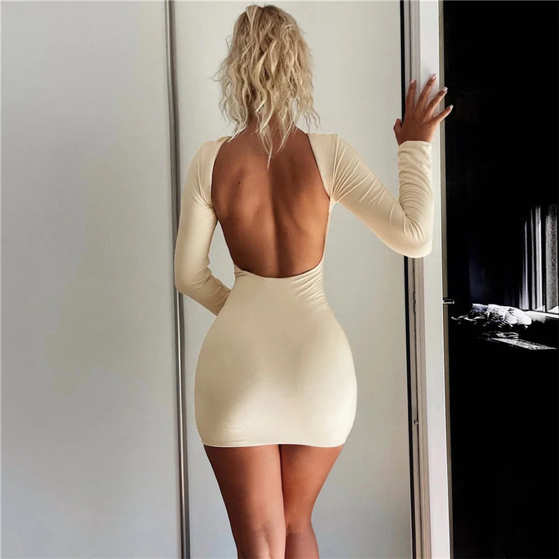 Valentine's Day mini dressesBackless Nightclub Party Slim Bodycon Autumn Winter Mini Dress
