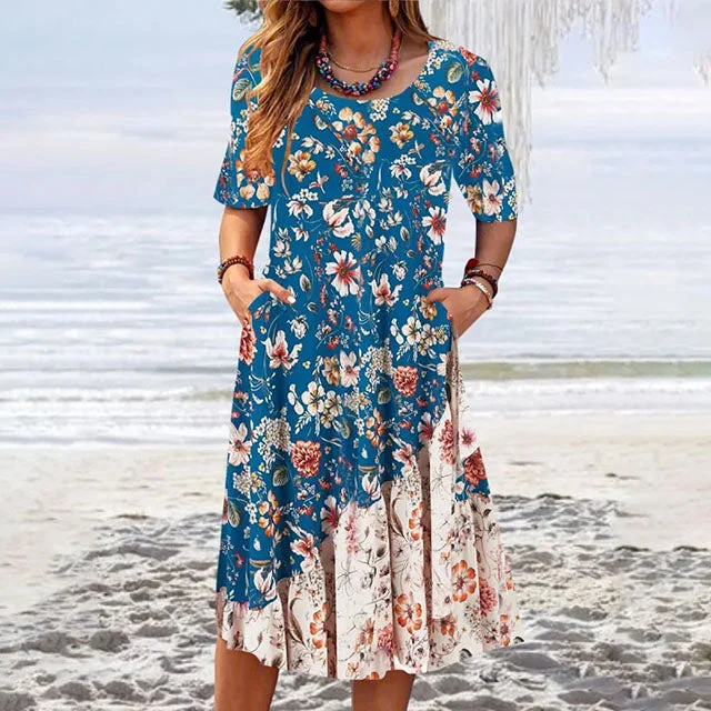 bohemian mini dressesFloral Casual Dress