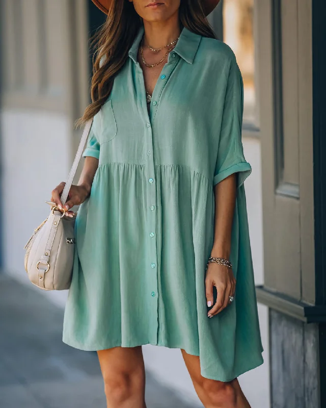red mini dressesHails Linen Blend Button Down Shirt Dress - Sage