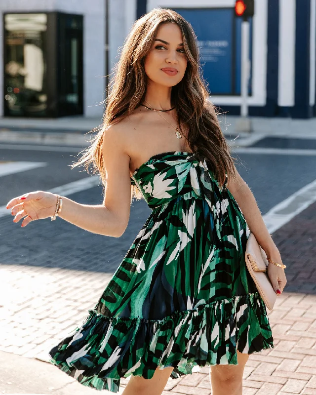 school uniform mini dressesHosta Leaf Strapless Tie Front Babydoll Dress