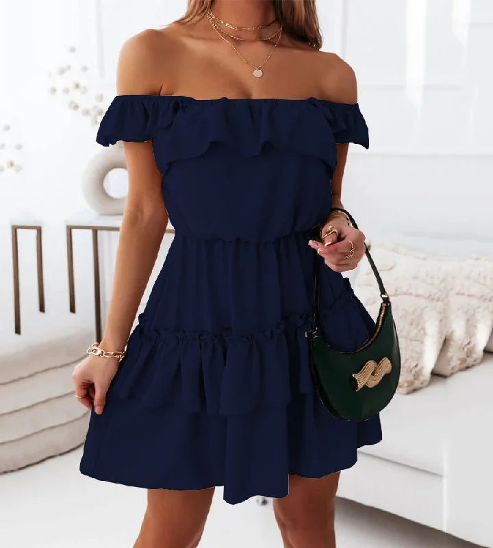 asymmetrical mini dressesInca Smocked Off The Shoulder Dress - Purple - FINAL SALE