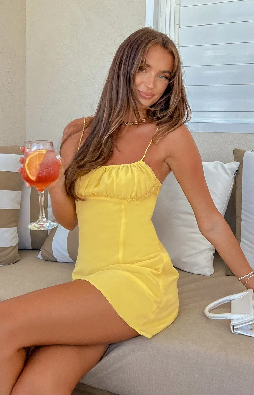 recycled material mini dressesIsabel Yellow Mini Dress