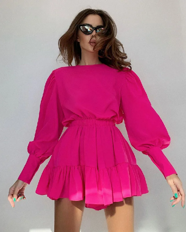 yellow mini dressesJailen Smocked Ruffle Dress - Hot Pink