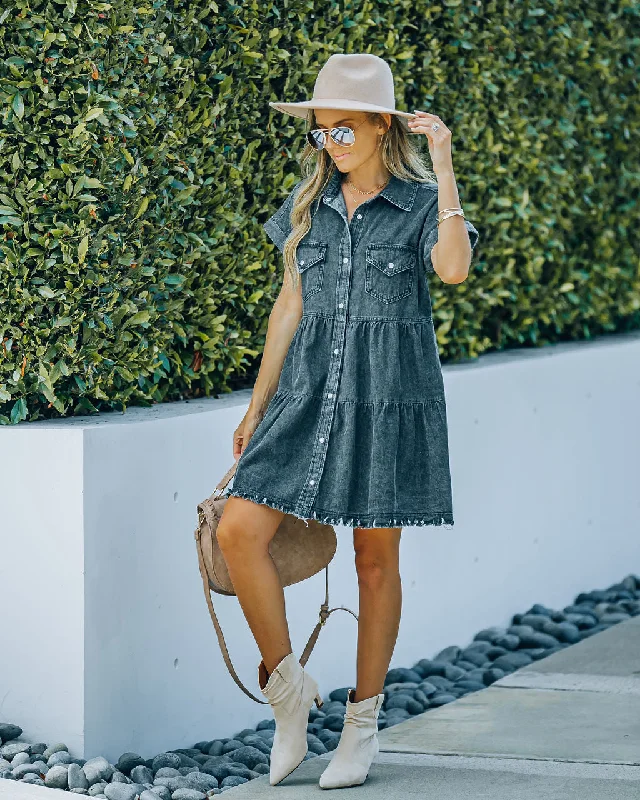 summer floral mini dresses for womenMadden Button Down Denim Shirt Dress