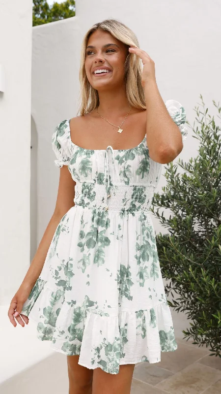 plaid mini dressesMalilah Mini Dress - Green/White Print