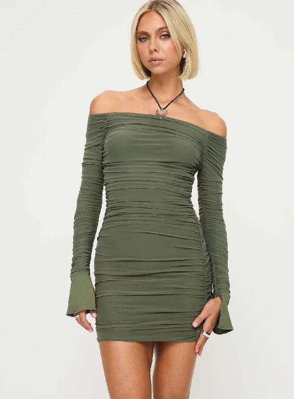 party sequin mini dressesMoreno Long Sleeve Mini Dress Olive