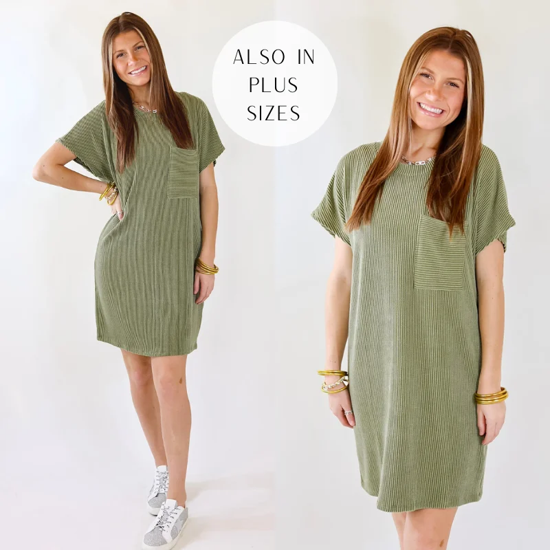 party sequin mini dressesCoffee and Carefree Ribbed Short Sleeve Dress with Front Pocket in Olive Green party sequin mini dressesCoffee and Carefree Ribbed Short Sleeve Dress with Front Pocket in Olive Green