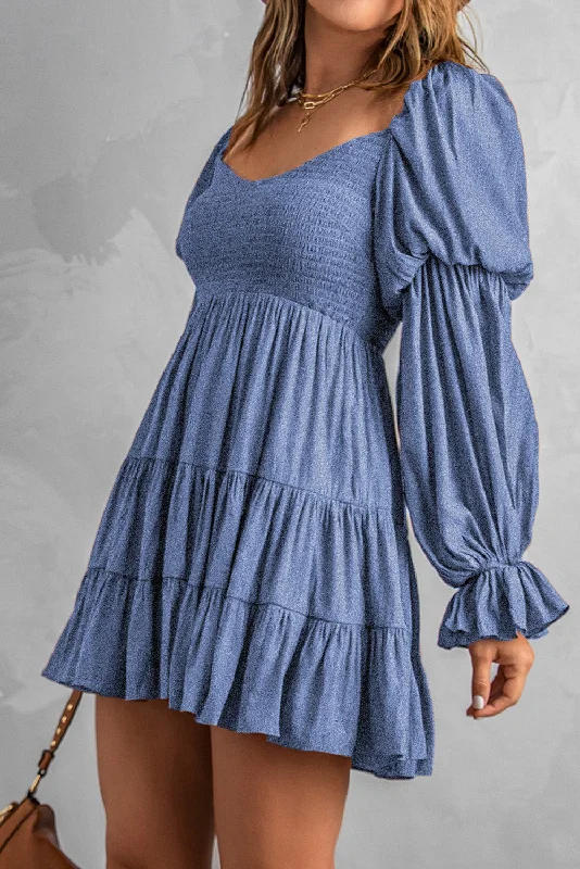 cocktail mini dressesSmocked Off-Shoulder Tiered Mini Dress