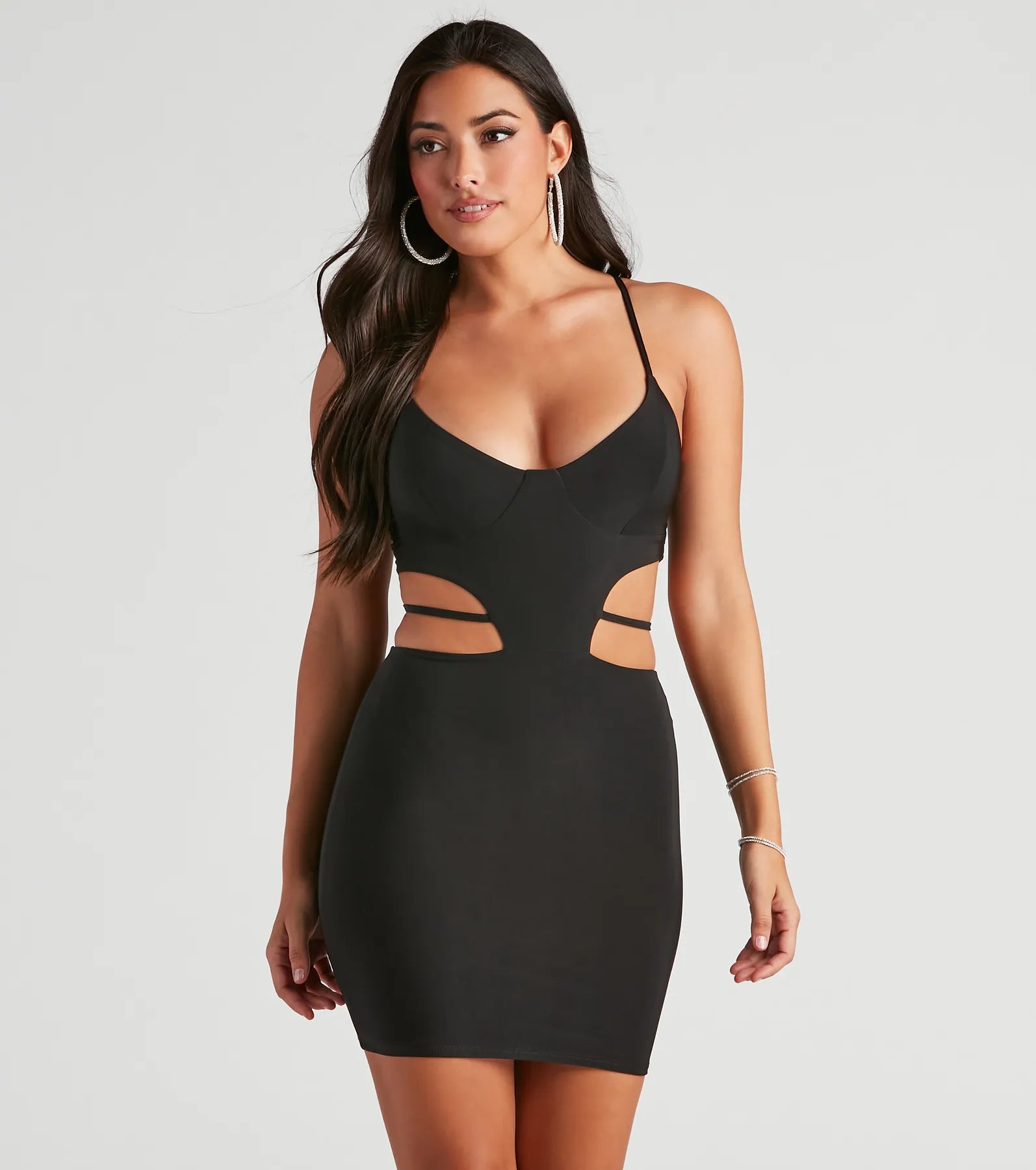breathable mini dressesSultry Flirt Cutout Tie Mini Dress