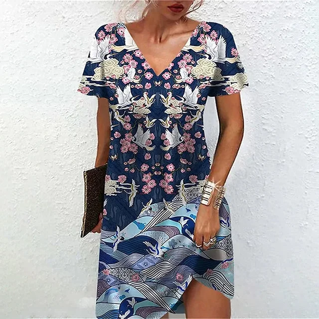 sporty mini dressesVintage Casual Printed Dress