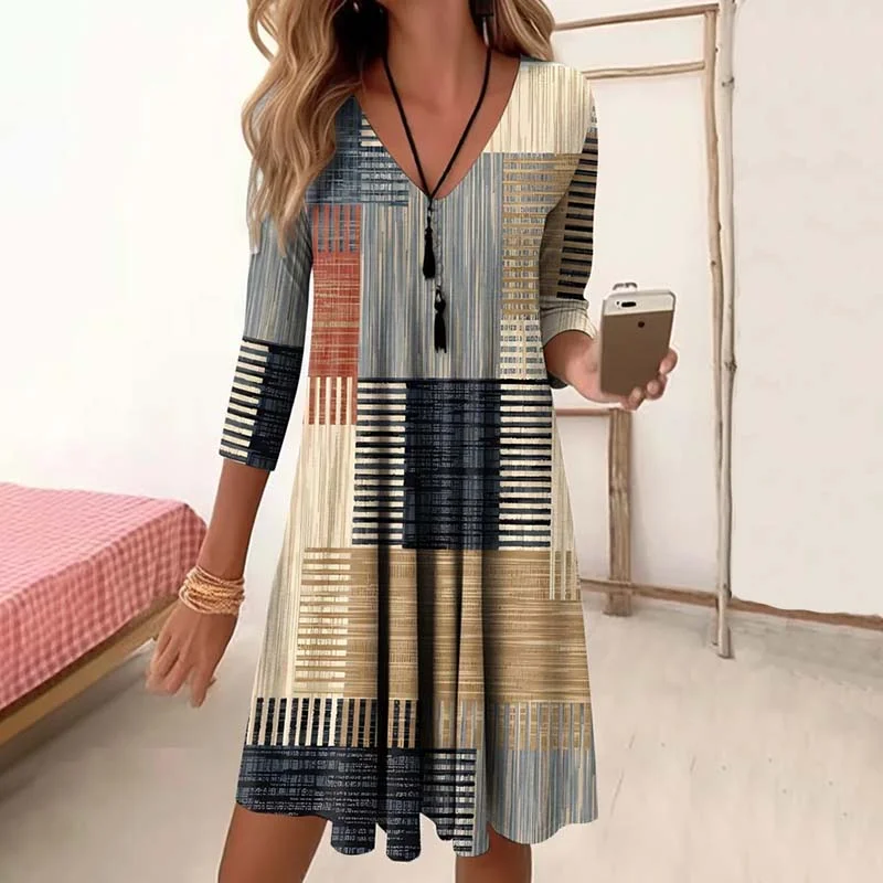 tiered mini dressesVintage Colour Block Dress