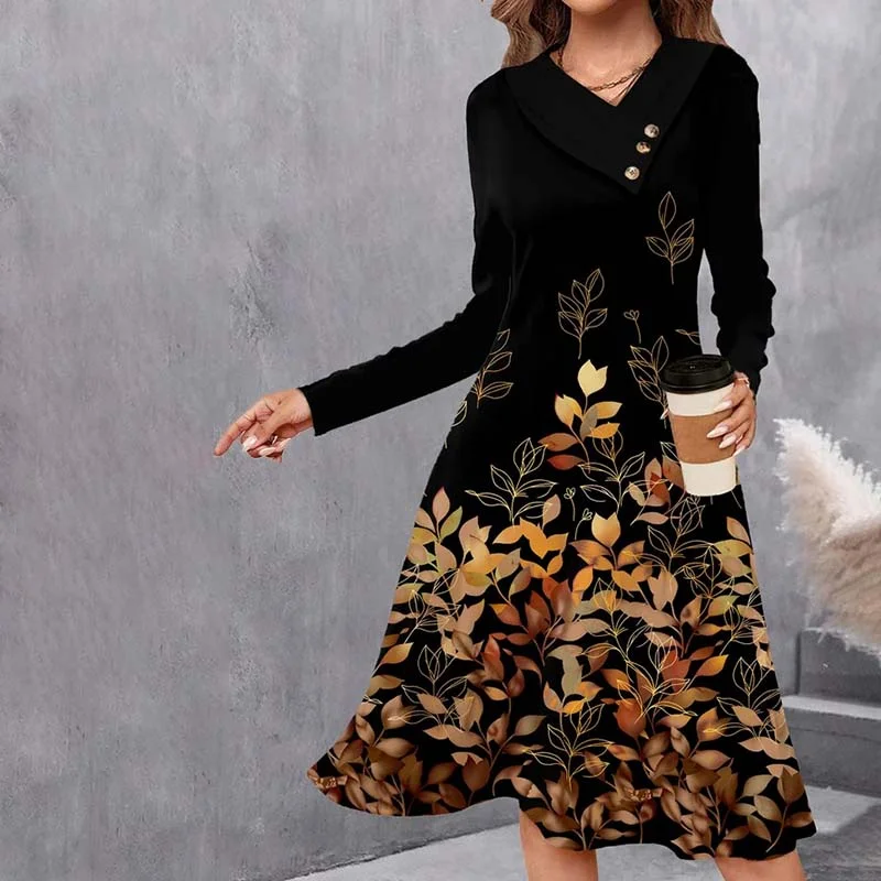 ruched mini dressesVintage Leaf Print Dress